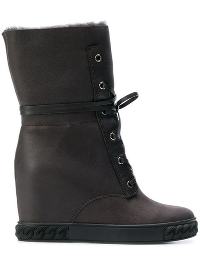 Shop Casadei Wedge Ankle Boots - Brown