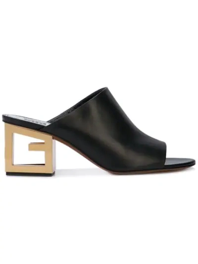 Shop Givenchy Triangle Mules In Black ,gold