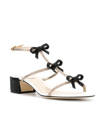 Shop René Caovilla Crystal Bow Sandals In Gold