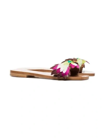 multicoloured Abbi feather leather sandals