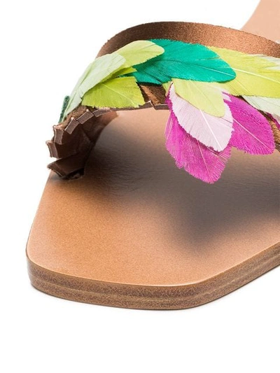 Shop Álvaro González Multicoloured Abbi Feather Leather Sandals