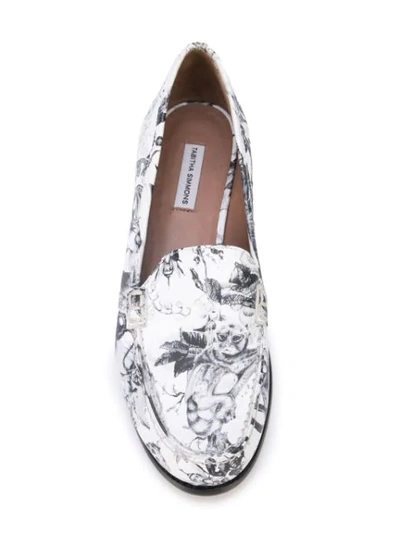 Shop Tabitha Simmons Blakie Fairy Print Loafers In White ,black