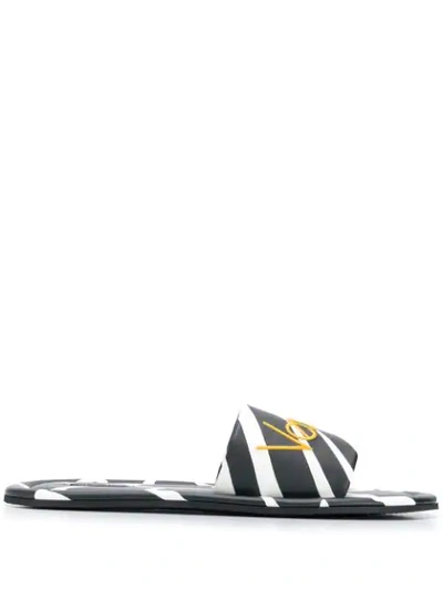 Shop Versace Animal Pattern Sandals  In Black ,white