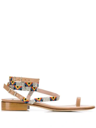 Shop Leandra Medine Embellished Detail Sandals In Neutrals