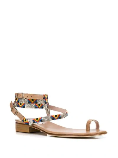 Shop Leandra Medine Embellished Detail Sandals In Neutrals