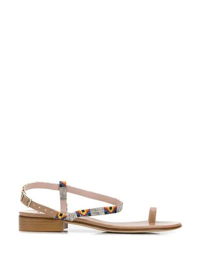 Shop Leandra Medine Embellished Detail Sandals In Neutrals
