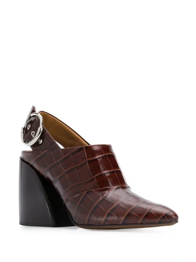 Shop Chloé Wave Slingback Mules In Brown