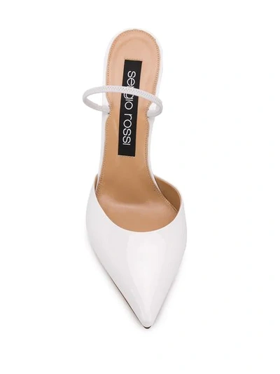 Shop Sergio Rossi Pointed Toe Mules In White