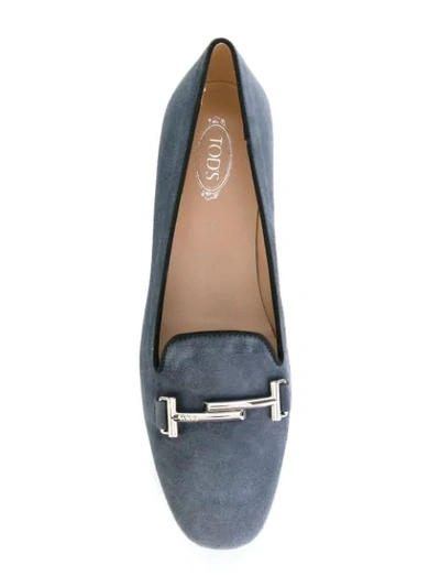 Shop Tod's Double T Slippers In Blue