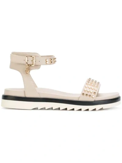 Shop Armani Jeans Ridged Sole Sandals - Neutrals