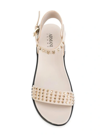 Shop Armani Jeans Ridged Sole Sandals - Neutrals