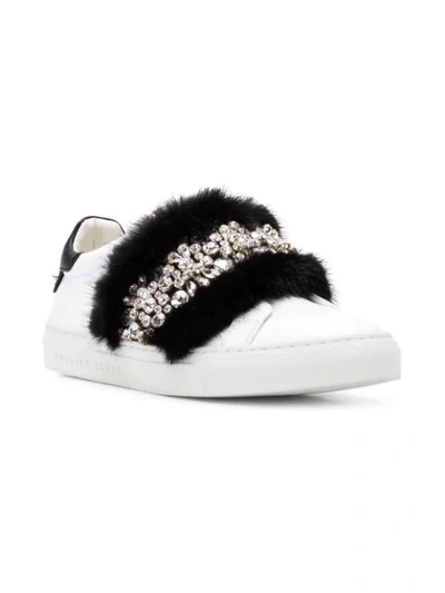 Shop Philipp Plein Crystal Embellished Sneakers - White