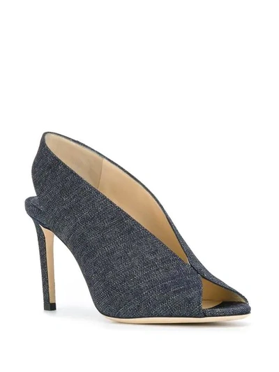 Shop Jimmy Choo Shar 85 Denim Sandals In Blue