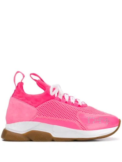 Shop Versace Cross Chainer Sneakers In Pink