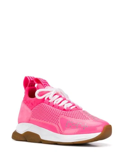 Shop Versace Cross Chainer Sneakers In Pink