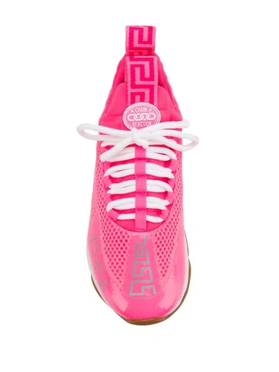 Shop Versace Cross Chainer Sneakers In Pink