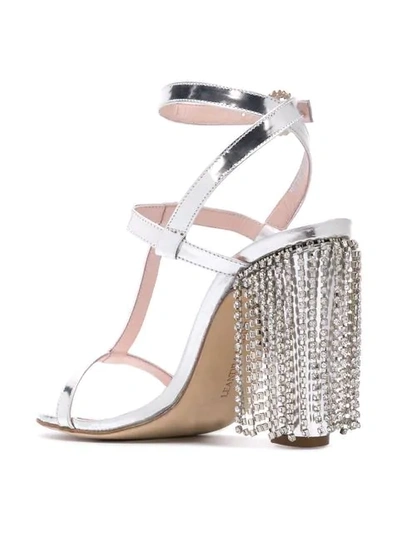 Shop Leandra Medine T-strap Sandals With Rhinestones In Silver