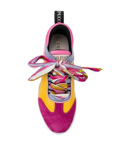 Shop Emilio Pucci Colour Block Sneakers In Pink