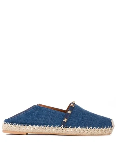 Shop Valentino Garavani Rockstud Espadrilles In Blue