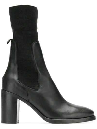 Shop Tommy Hilfiger Elasticated Mid-calf Boots In Black