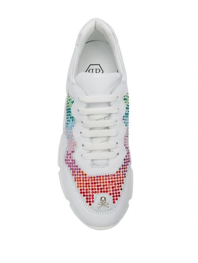 Shop Philipp Plein Lleva Embellished Sneakers In White