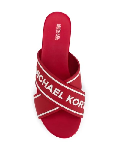 Shop Michael Michael Kors Cross Strap Sandals In Red