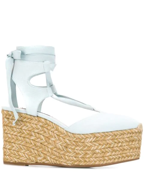 blue wedge espadrille shoes
