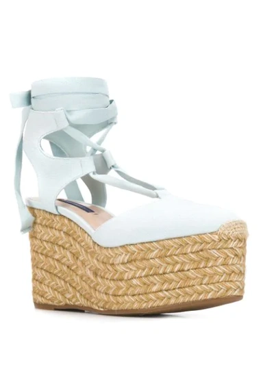 Shop Stuart Weitzman Wedge Espadrille Sandals In Blue