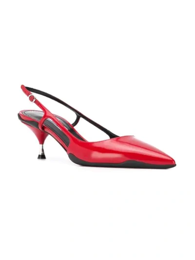 Shop Prada 'opanca' Slingback-pumps In Red