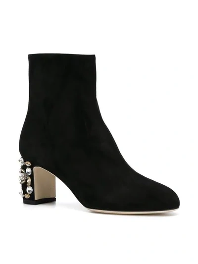 Shop Dolce & Gabbana Embellished Heel Ankle Boots In Black