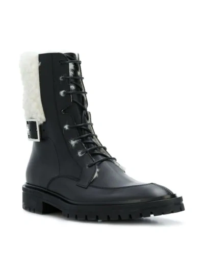 Shop Givenchy Lace-up Biker Boots In 004 Noir/ Blanc