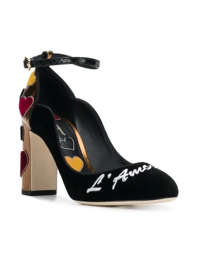 Shop Dolce & Gabbana Vally Velvet Pumps With Embroidery In Black