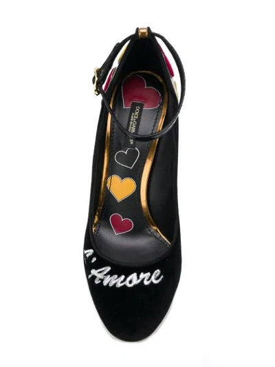 Shop Dolce & Gabbana Vally Velvet Pumps With Embroidery In Black