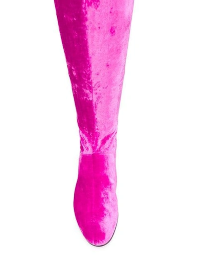 Shop Alberta Ferretti Thigh-length Velvet Boots In Pink
