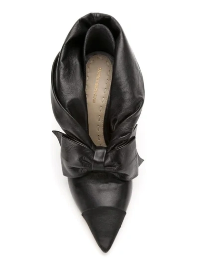 Shop Andrea Bogosian Bow Leather Pumps In Black