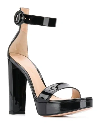Shop Gianvito Rossi Patent Open Toe Sandals In Black