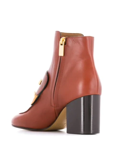 Shop Chloé Heeled C-logo Boots In Brown