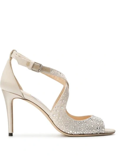 Shop Jimmy Choo Emily 85 Sandals In Neutrals