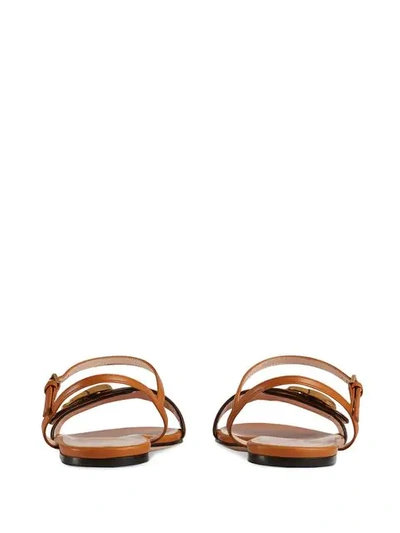 Shop Gucci Leather Sandal With Double G In Orange