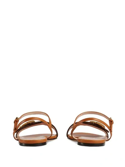 Gucci Leather Sandal With Double G In Orange