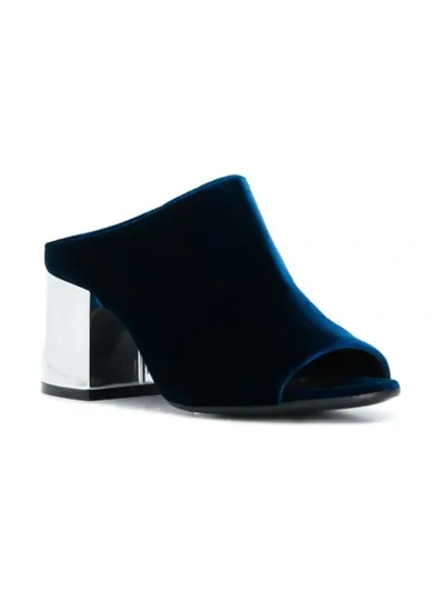 Shop Mm6 Maison Margiela Metallic Heel Mules - Blue