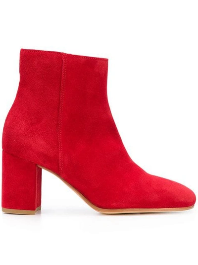 Shop P.a.r.o.s.h Chunky Heel Ankle Boots In Red