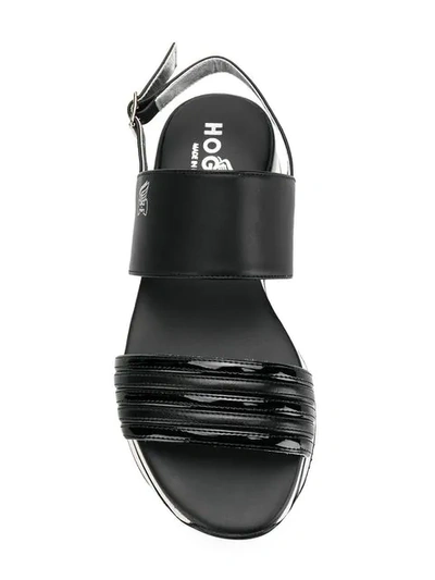 Shop Hogan Striped Sole Platform Sandals In Black