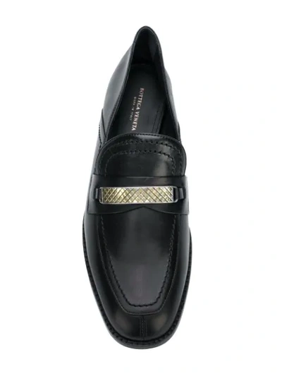 Shop Bottega Veneta Intrecciato Horsebit Loafer In Black