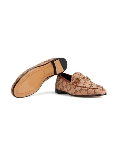 Shop Gucci Jordaan Gg Canvas Loafers In Neutrals