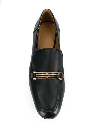 Shop Tory Burch Logo Horsebit Loafers In Black