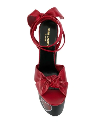Shop Saint Laurent Tie Knot Platform Sandals In Red