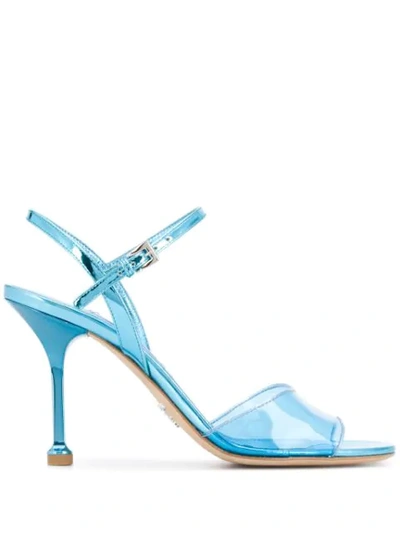 Shop Prada Open Toe Sandals In Blue