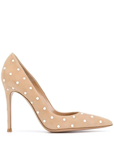Shop Gianvito Rossi Pearl Embellished Pumps In Neutrals