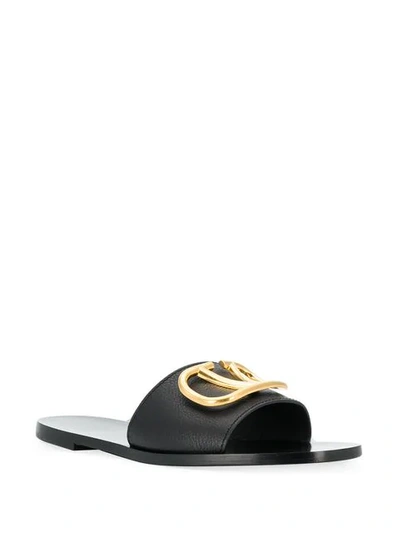 VALENTINO VALENTINO GARAVANI GO LOGO SLIDES - 黑色